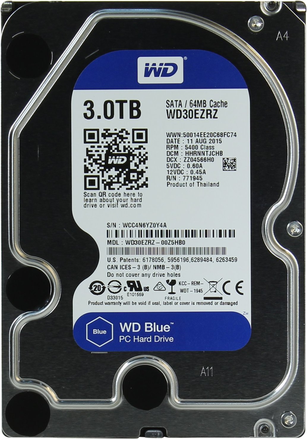 Жесткий диск 3 Tb WD Blue™ 64Mb SATA3 (WD30EZRZ)